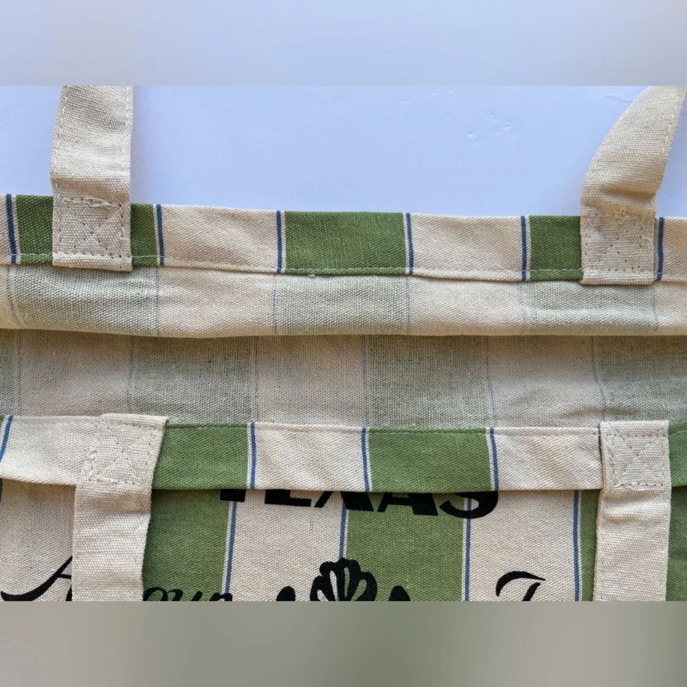 NWOT - Sézane Bonjour Texas Canvas Tote Bag Green Stripes - Picture 8 of 13